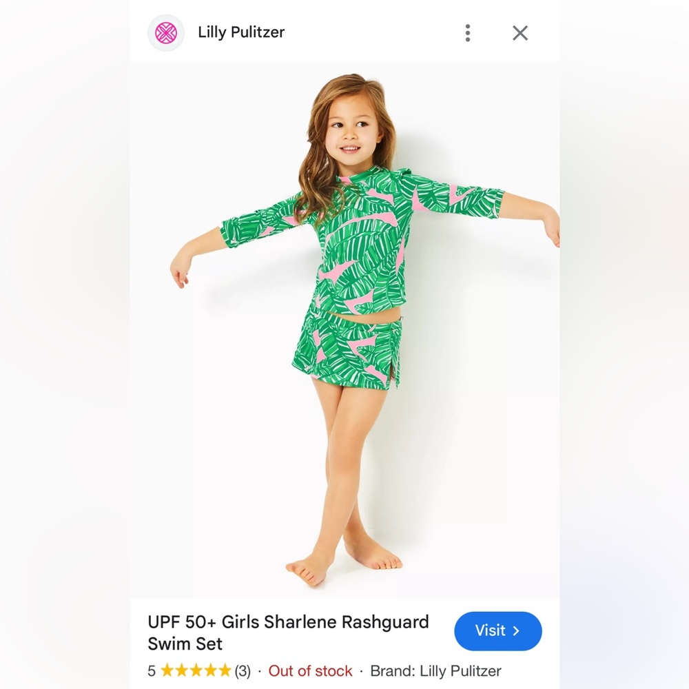 Lilly Pulitzer 2T Swim Mini Sharlene Rashguard Set. Style: Let’s Go Bananas”